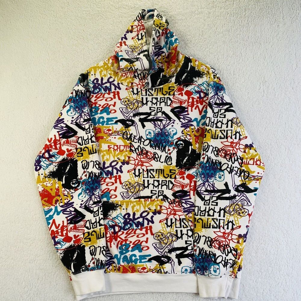 Eighty Eight Hoodie Mens Large Graphic Grim Reeper Rip Skull With Tears Graffiti